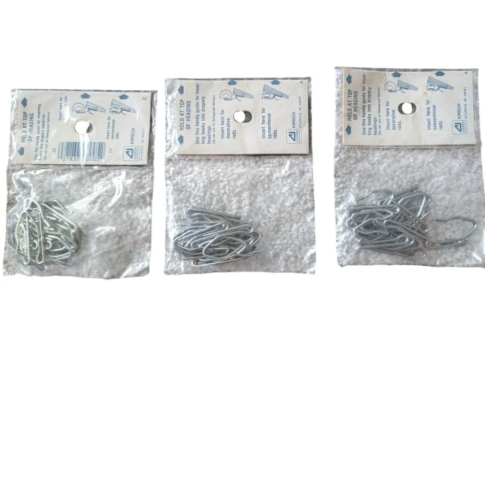 Kirsch Pin-On Drapery Hooks 1036B J036E-61 Offset Traverse Rod Lot Vintage